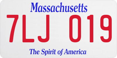 MA license plate 7LJ019