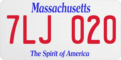 MA license plate 7LJ020