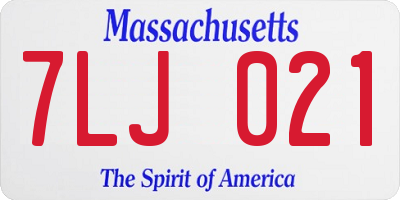 MA license plate 7LJ021