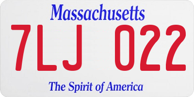 MA license plate 7LJ022
