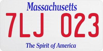 MA license plate 7LJ023