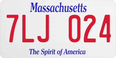 MA license plate 7LJ024