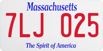 MA license plate 7LJ025