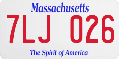 MA license plate 7LJ026