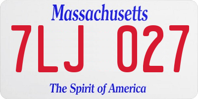 MA license plate 7LJ027