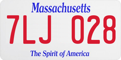MA license plate 7LJ028