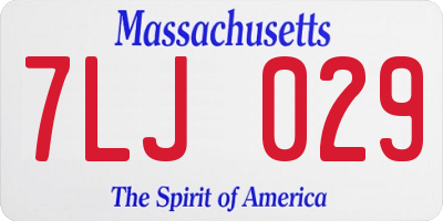 MA license plate 7LJ029