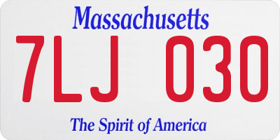 MA license plate 7LJ030