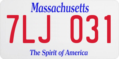 MA license plate 7LJ031