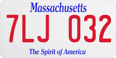 MA license plate 7LJ032
