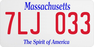 MA license plate 7LJ033