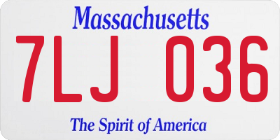MA license plate 7LJ036