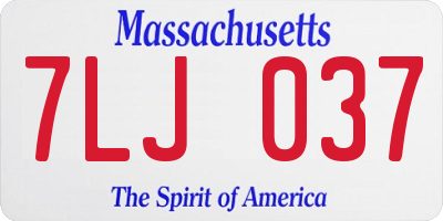 MA license plate 7LJ037