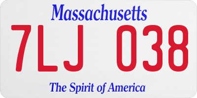 MA license plate 7LJ038