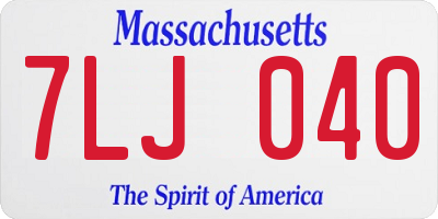 MA license plate 7LJ040