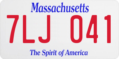 MA license plate 7LJ041
