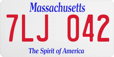 MA license plate 7LJ042