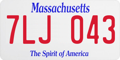 MA license plate 7LJ043