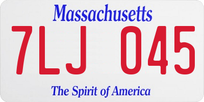 MA license plate 7LJ045