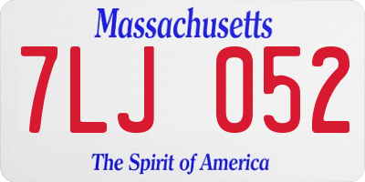 MA license plate 7LJ052
