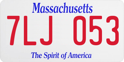 MA license plate 7LJ053