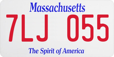 MA license plate 7LJ055