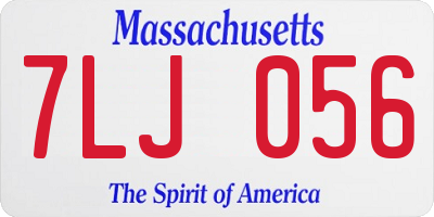 MA license plate 7LJ056