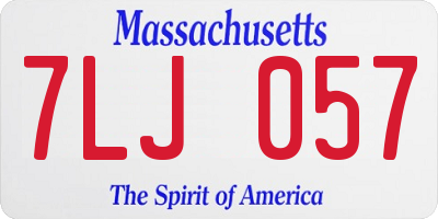 MA license plate 7LJ057