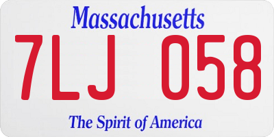 MA license plate 7LJ058