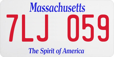 MA license plate 7LJ059