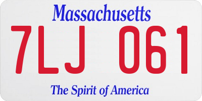 MA license plate 7LJ061