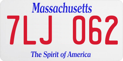 MA license plate 7LJ062