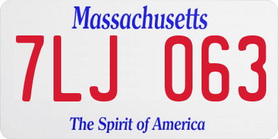 MA license plate 7LJ063