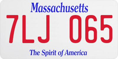 MA license plate 7LJ065