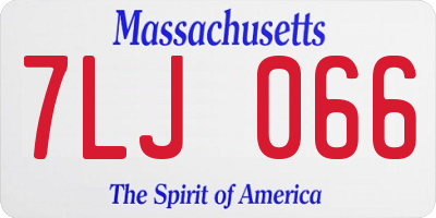 MA license plate 7LJ066