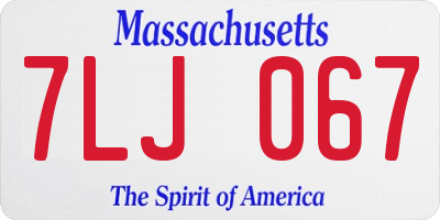 MA license plate 7LJ067