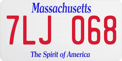 MA license plate 7LJ068