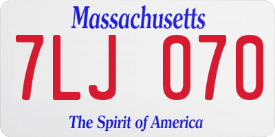 MA license plate 7LJ070