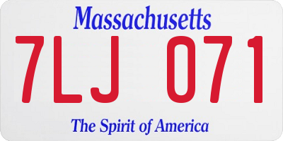 MA license plate 7LJ071