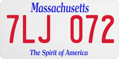 MA license plate 7LJ072