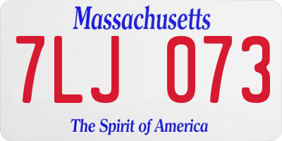MA license plate 7LJ073