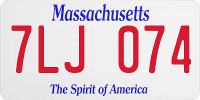 MA license plate 7LJ074