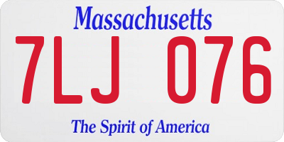 MA license plate 7LJ076
