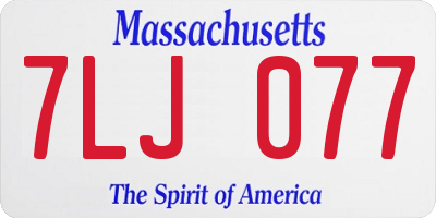 MA license plate 7LJ077
