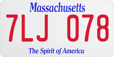 MA license plate 7LJ078