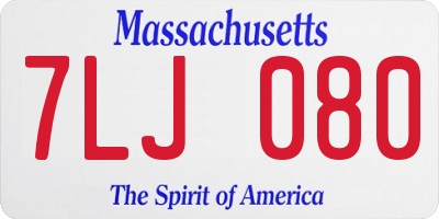 MA license plate 7LJ080