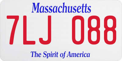 MA license plate 7LJ088