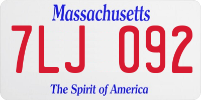 MA license plate 7LJ092