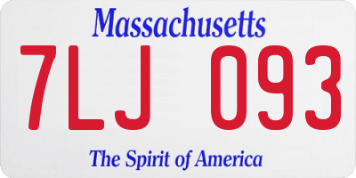 MA license plate 7LJ093