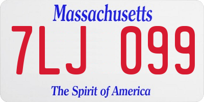 MA license plate 7LJ099